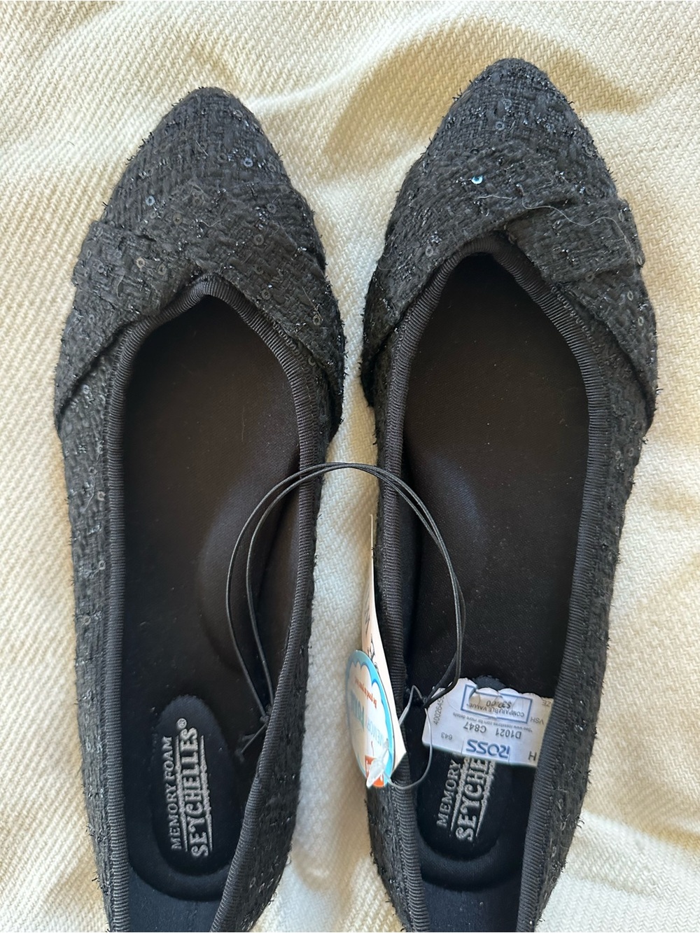 Seychelles Black Sequin Pointed Toe Ballet Flats